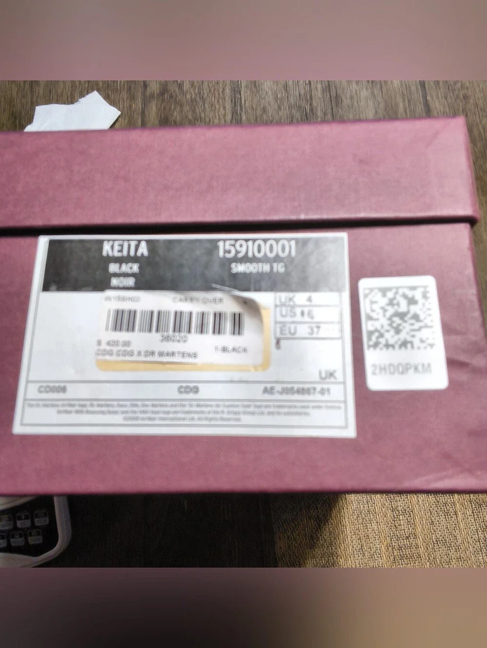​Comme des Garçons CDG x Dr Martens Keita Black Leather Shoes Size Mens 5 Wom. 6